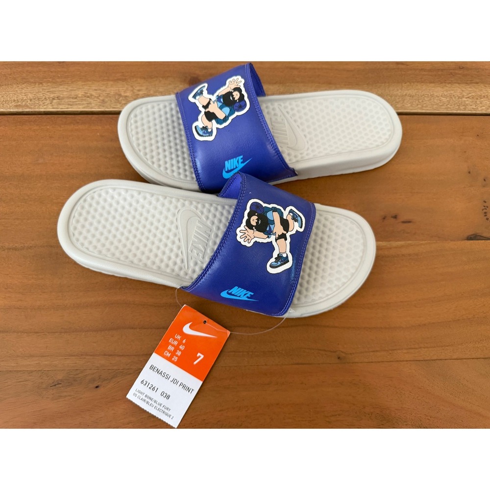 Nike Benassi JDI Slides Sandal Blue Fury Hiker 631261-038 Men's 7